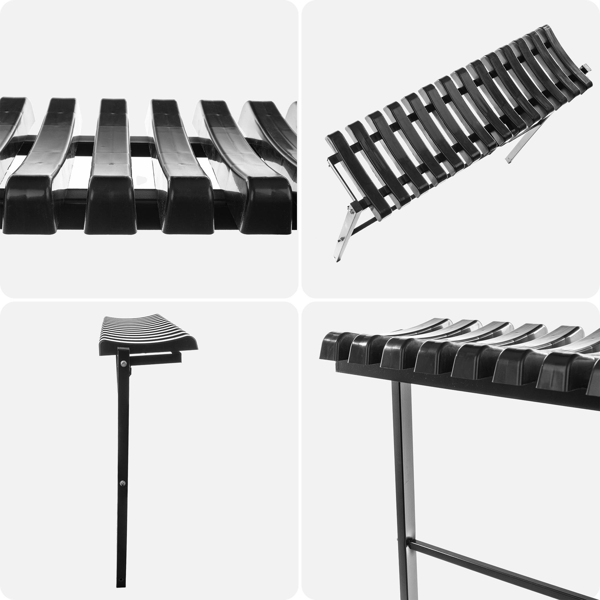 Banc de Jardin Pliable Noir, 77x91cm, Stabilité Extérieure - Image 5