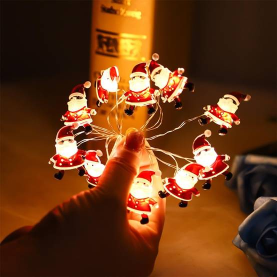 Guirlande lumineuse d'intérieur à piles, 3 m/30 LED, décoration Père Noël, rideaux lumineux d'extérieur, lumière blanche chaude, éclairage - Image 4