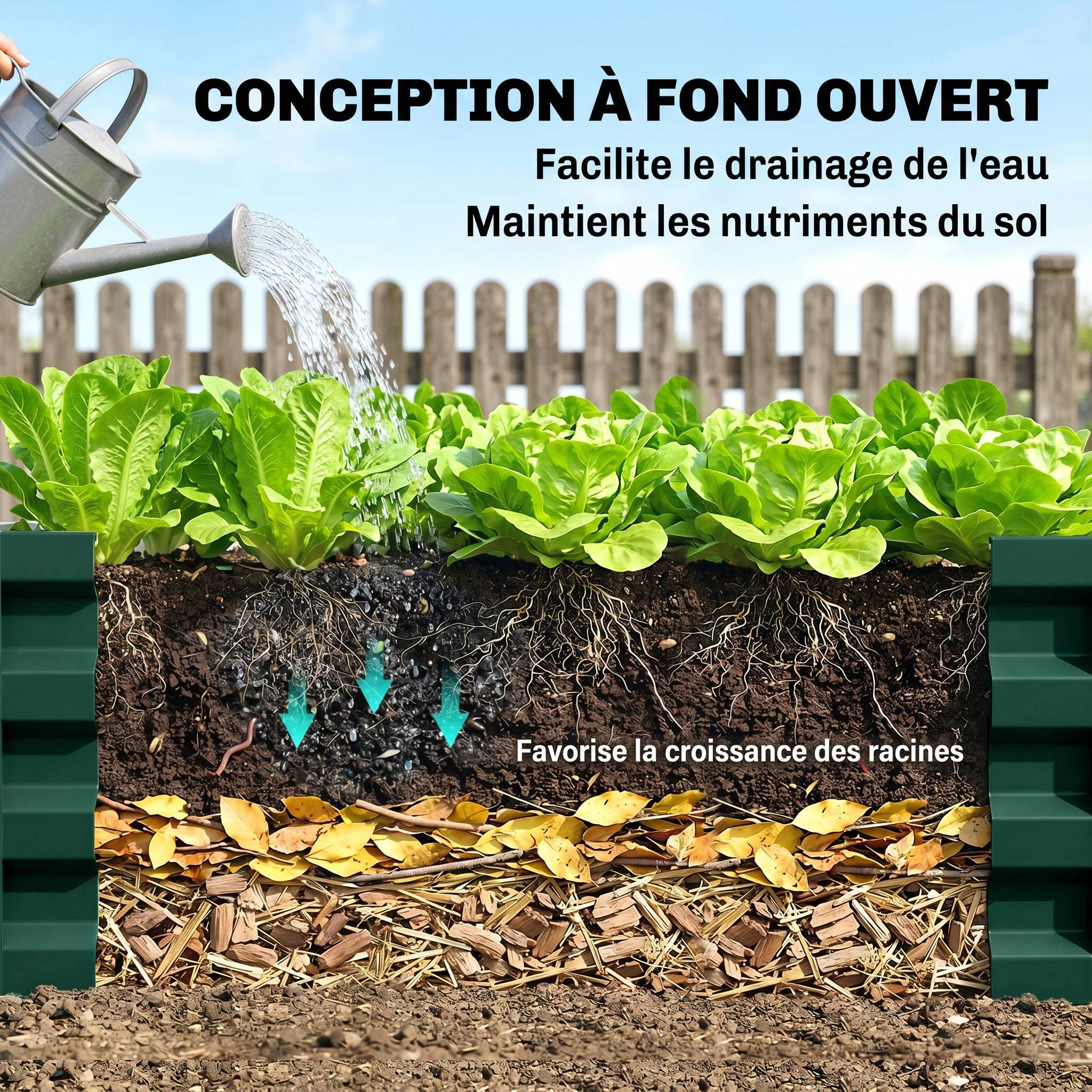 Carré potager de jardin rectangulaire tôle d'acier ondulée 120 x 60 x 30 cm vert foncé - Image 8