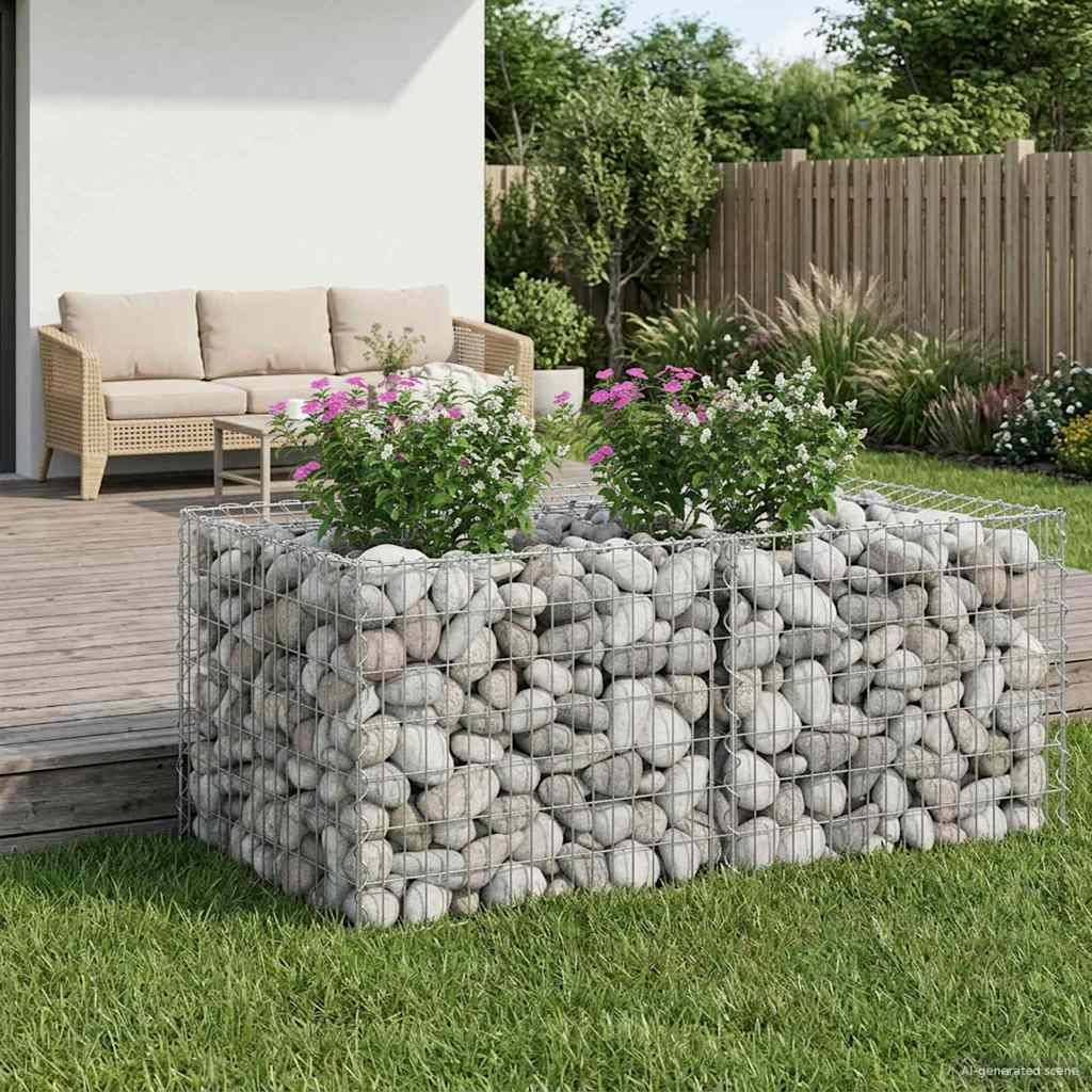 PANGIVO - Lit surélevé gabion Acier galvanisé Argenté 100 x 100 x 60 cm - PANGIVO - Image 1