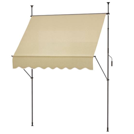 Store banne rétractable manuel à manivelle 200 x 120 x 210-300 cm, hauteur réglable, imperméable et anti-UV, beige - Image 1