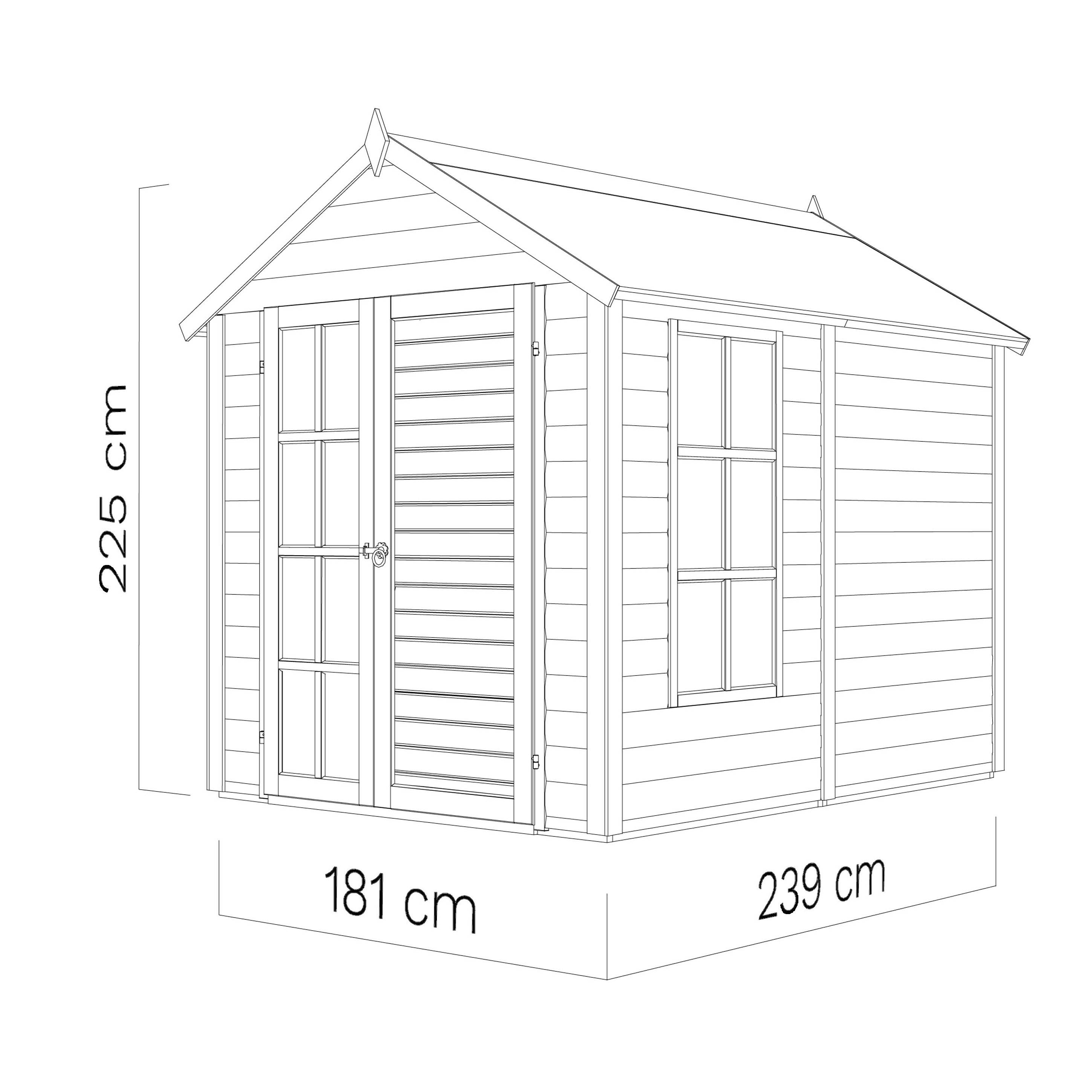 Abri de jardin bois Bertilo Blockhaus LUX 19mm avec plancher 4,32m² - Image 3