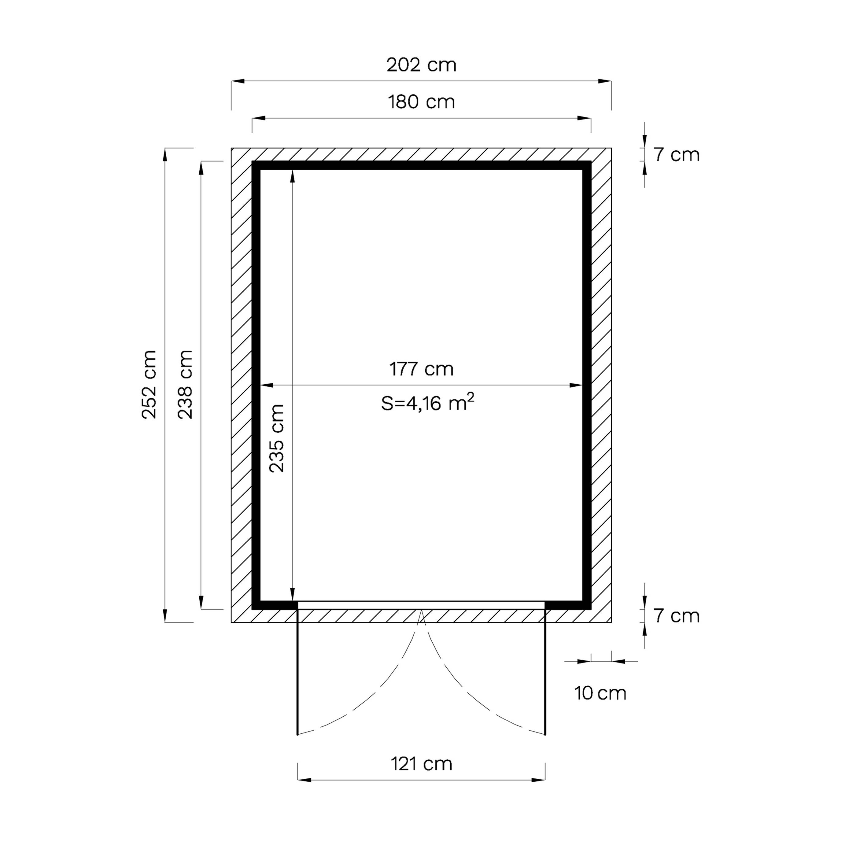 Abri de jardin bois Bertilo Blockhaus LUX 19mm avec plancher 4,32m² - Image 4
