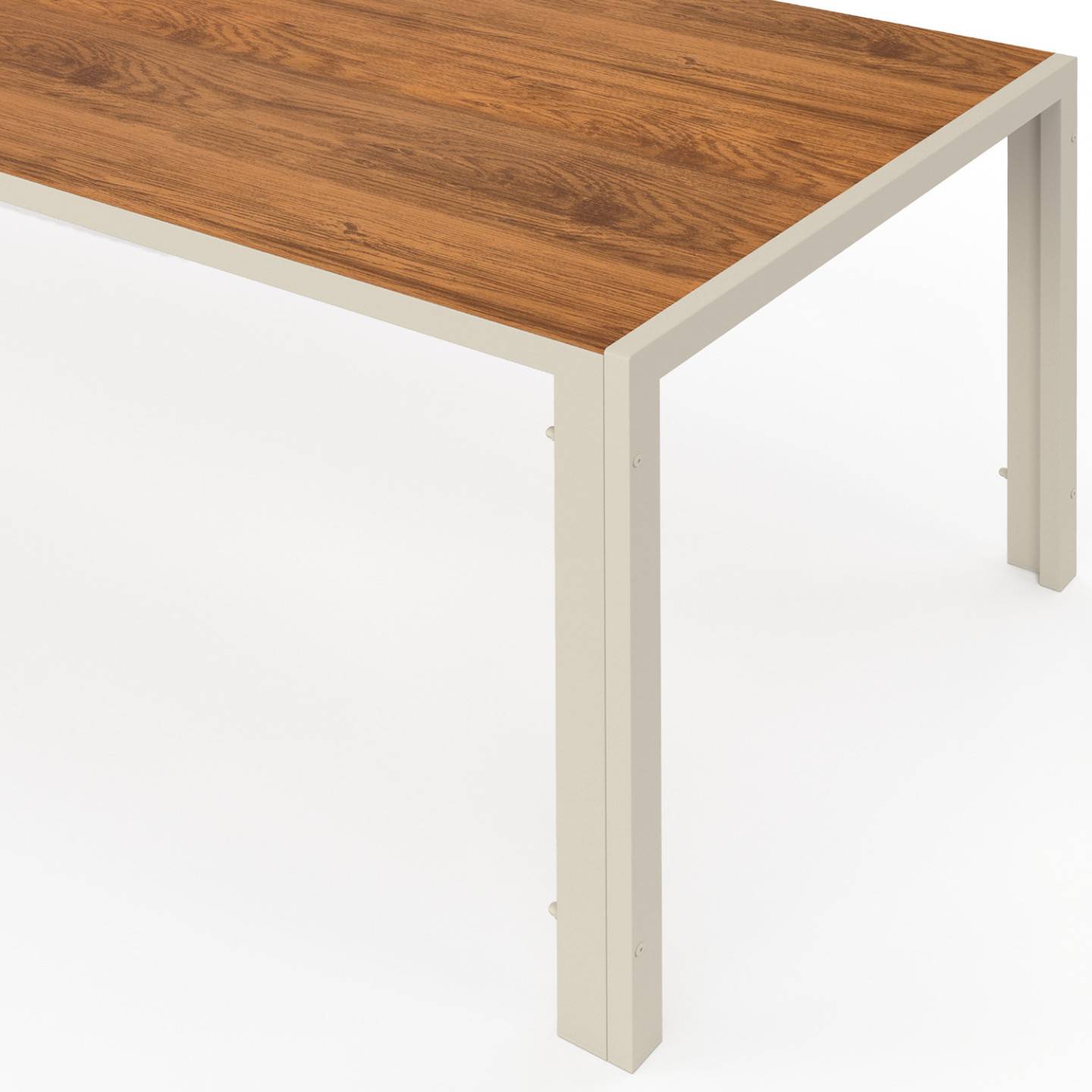 Salon de jardin NOUMEA table 190 cm plateau verre trempé effet bois et 8 chaises empilables beige et bois - Image 6