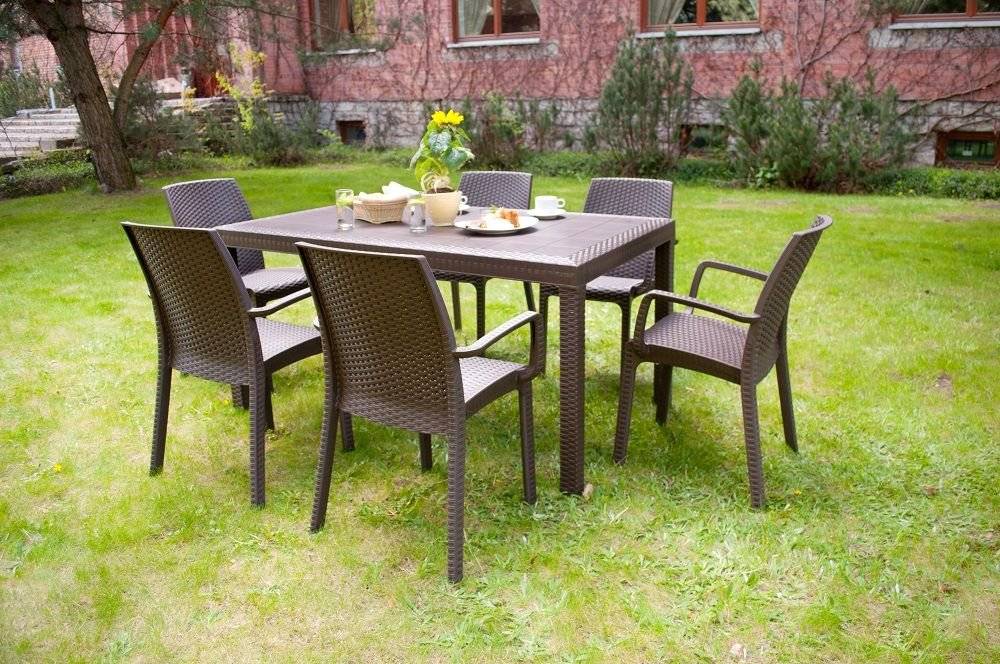 Dmora - Table d'extérieur Giove, Base pique-nique, Table de jardin, Table d'extérieur polyvalent, Made in Italy, 150x90 h74 cm, Marron - Image 4