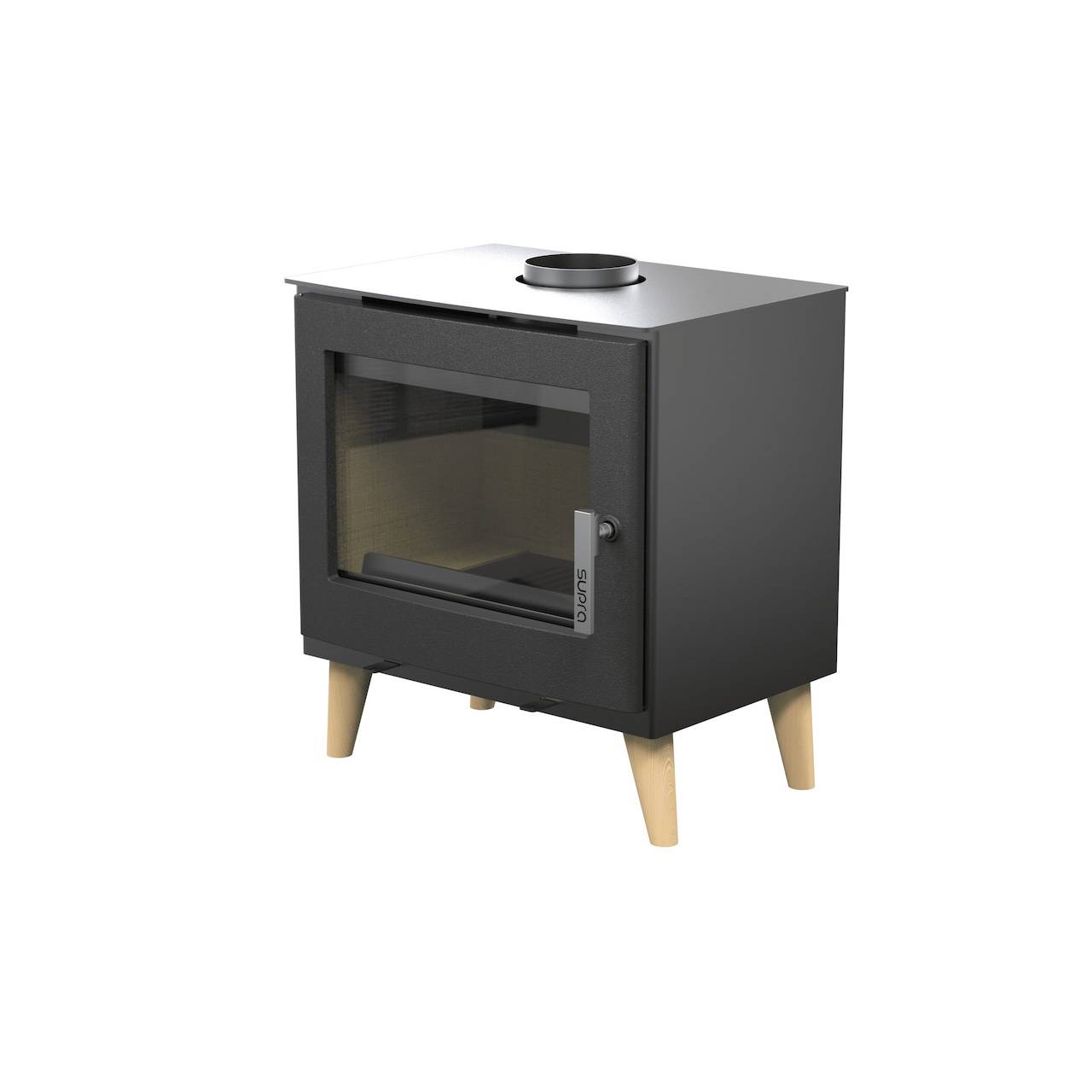 Supra - Poêle à bois étanche - Émile noir horizontal - acier et fonte - sortie Ø150 mm - design scandinave - Image 4