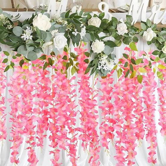 Glycine Artificielle Rose 10 mètres - Lot de 2 Rouleaux pour Décoration Murale et Événements - Lytech - Image 4