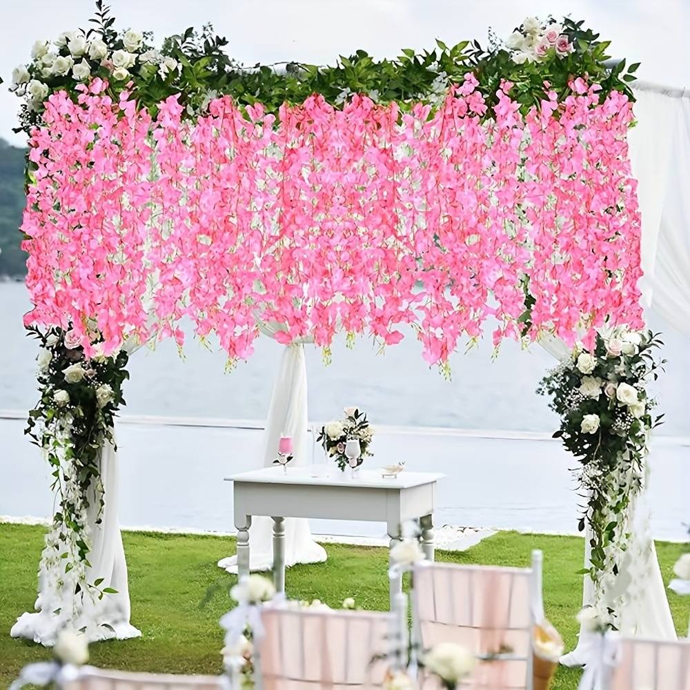 Glycine Artificielle Rose 10 mètres - Lot de 2 Rouleaux pour Décoration Murale et Événements - Lytech - Image 1