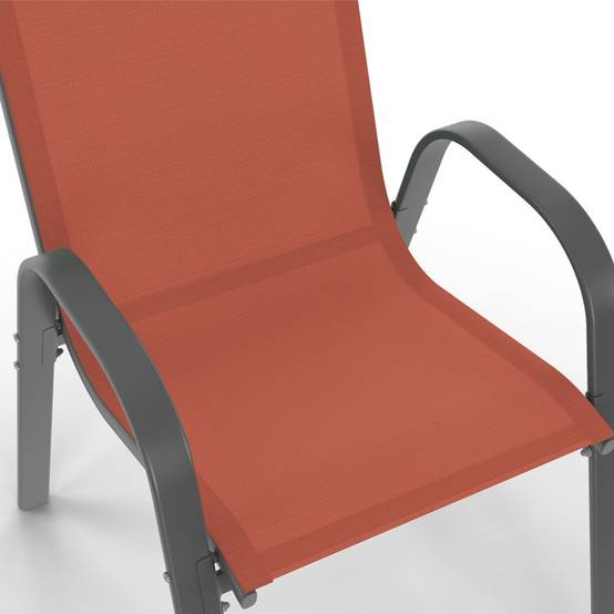 Salon de jardin table 190 cm + 8 chaises empilables mix color gris noir terracotta – MADRID – ID Market - Image 8