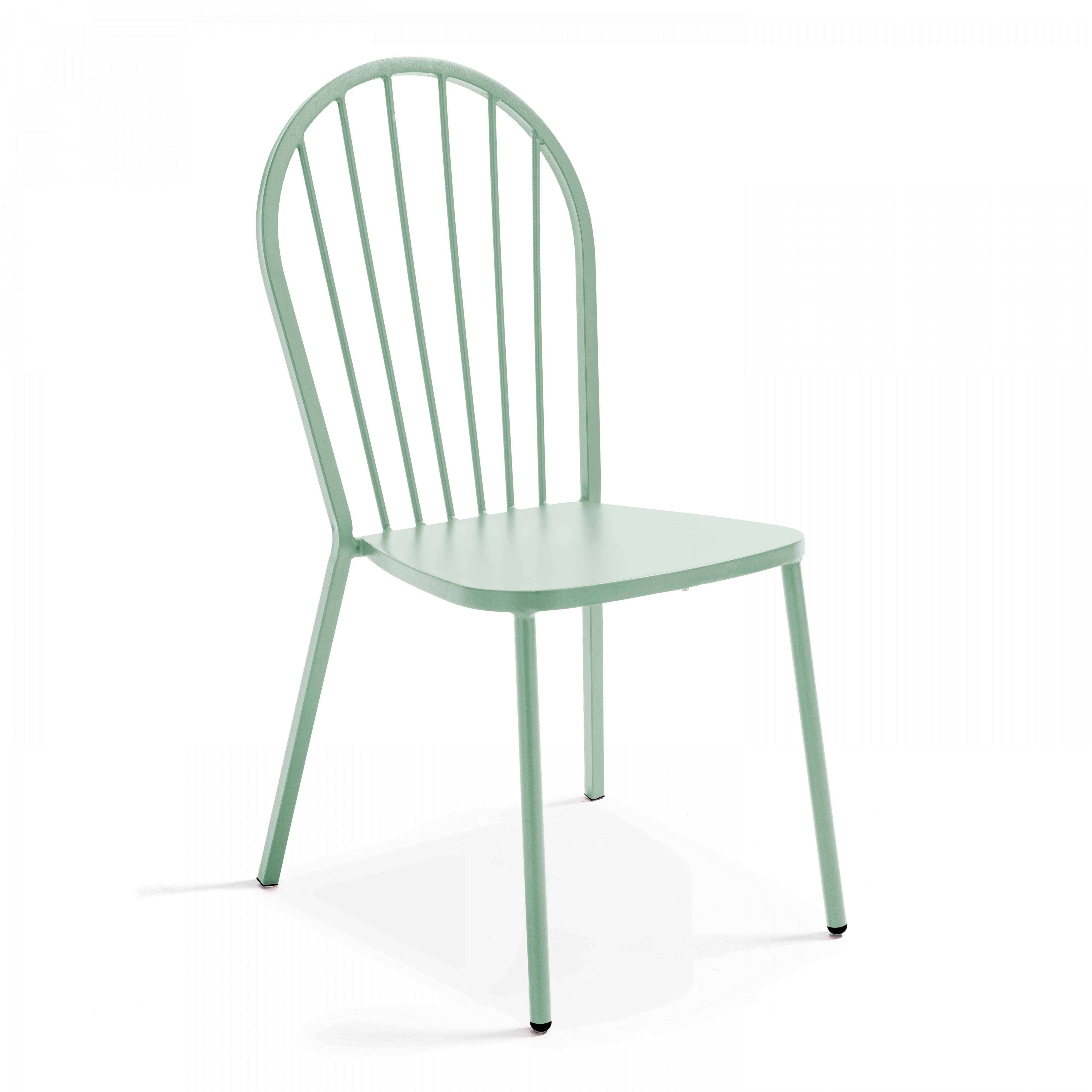 Oviala - Ensemble table ronde et 2 chaises de jardin en métal vert sauge Palavas - Oviala - Image 6