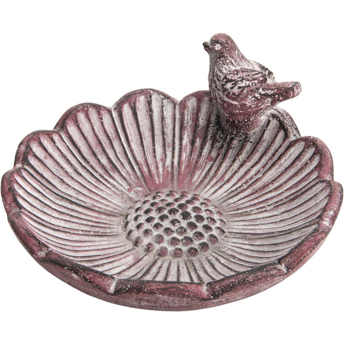 Amadeus - Bain oiseau en pierre Fleur 21 cm - Image 1