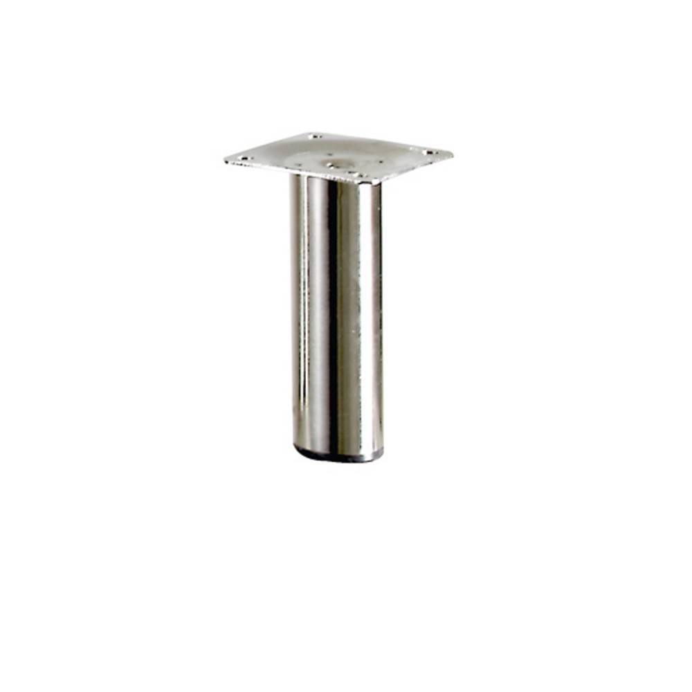 Pied de meuble cylindrique fixe acier brossé gris, 10 cm - Image 1
