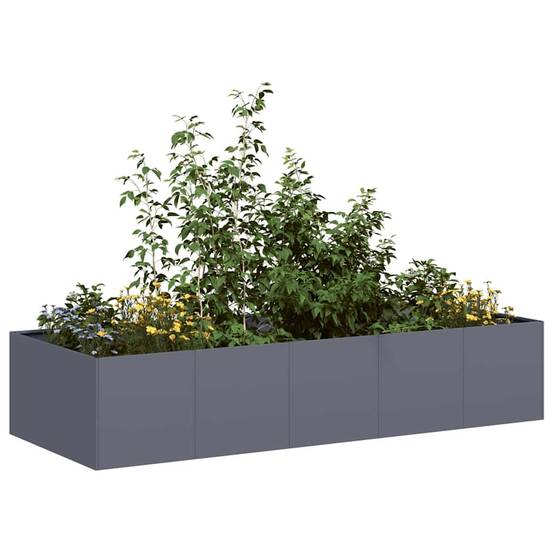 Jardinière acier anthracite 200 x 80 x 40 cm - PANGIVO - Image 1