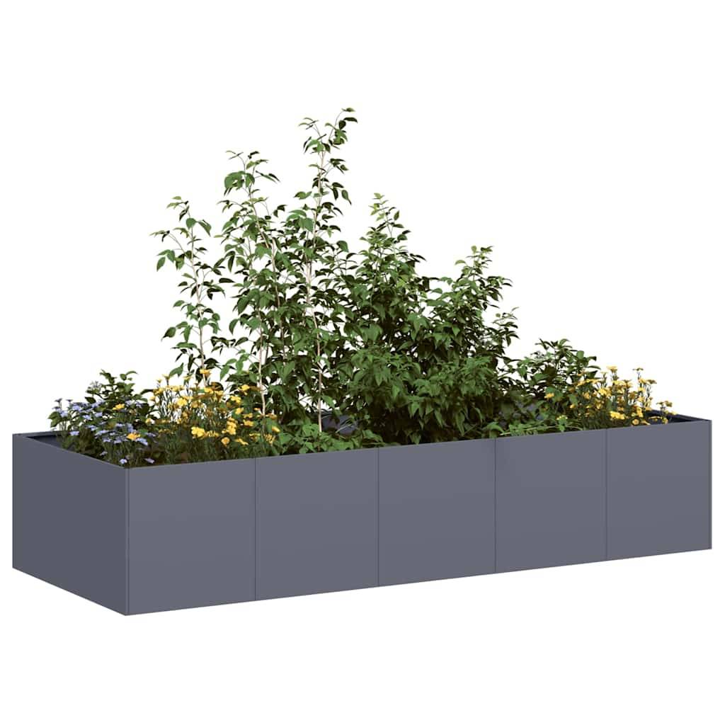 Jardinière acier anthracite 200 x 80 x 40 cm - PANGIVO - Image 1