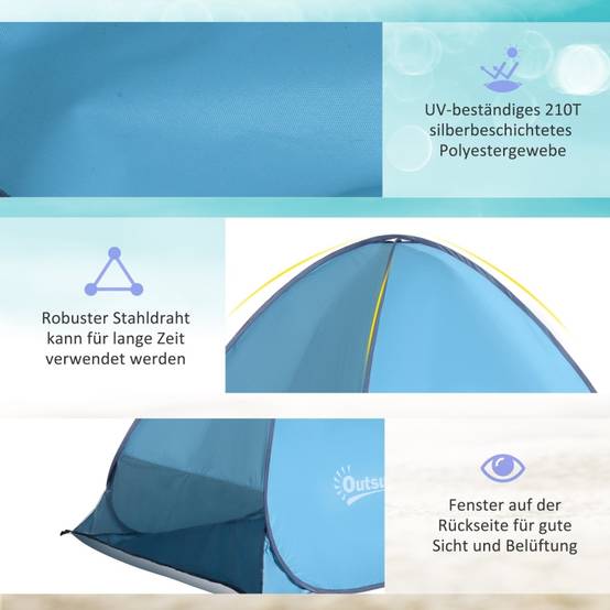 Tente De Plage – Auvent De Plage 3 X 3 M Protection UV UPF50 Avec Sacs De Tente De Plage – Auvent De Plage 3 X 3 M Protection UV UPF50 Avec Sacs De