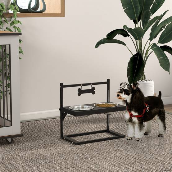 Gamelles surélevées pour chien acier noir 40.5 x 22 x 39 cm - PANGIVO - Image 4