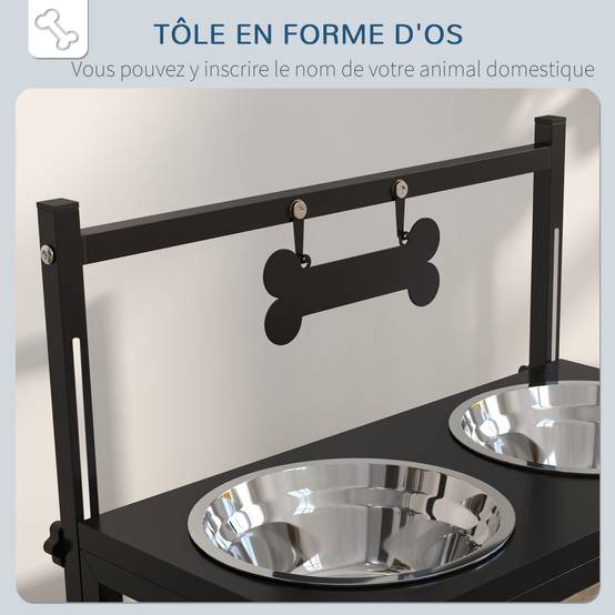 Gamelles surélevées pour chien acier noir 40.5 x 22 x 39 cm - PANGIVO - Image 6