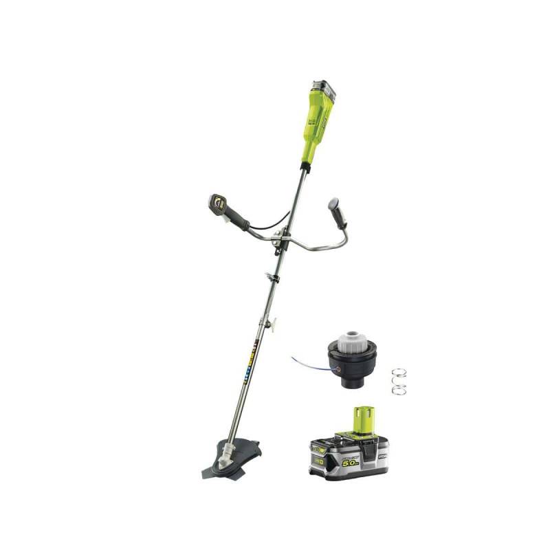 Ryobi - Pack RYOBI débroussailleuse 18V One+ LithiumPlus RBC18X20B4F - 1 batterie 5.0Ah RB18L50 - tête complète simple fil diamètre 1,6mm RAC114 - Image 1