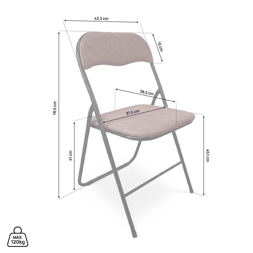 Sicaan Lot de 6 chaises pliantes rembourrées en tissu marron et pieds métal noir - GRETA - Image 2