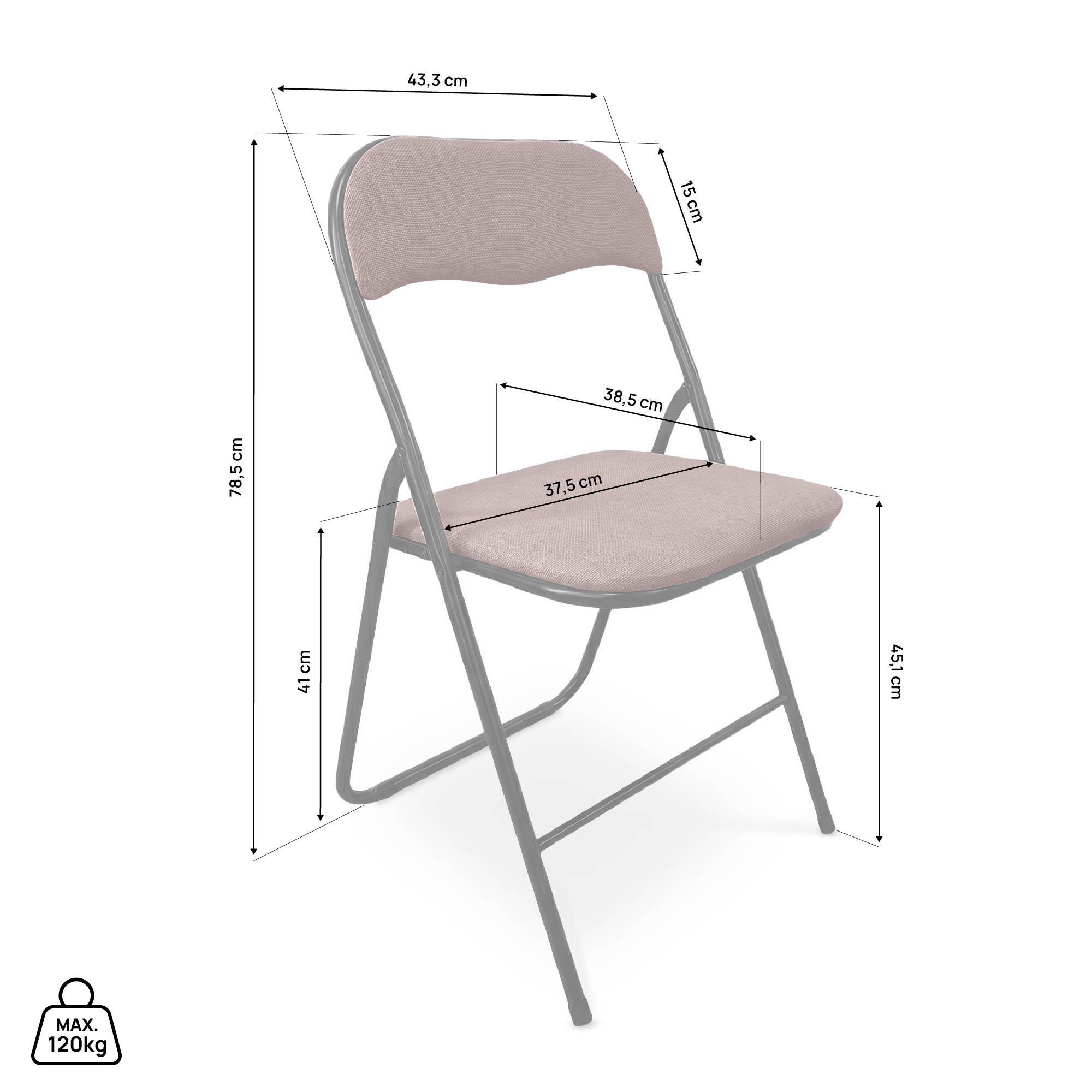 Sicaan Lot de 6 chaises pliantes rembourrées en tissu marron et pieds métal noir - GRETA - Image 6
