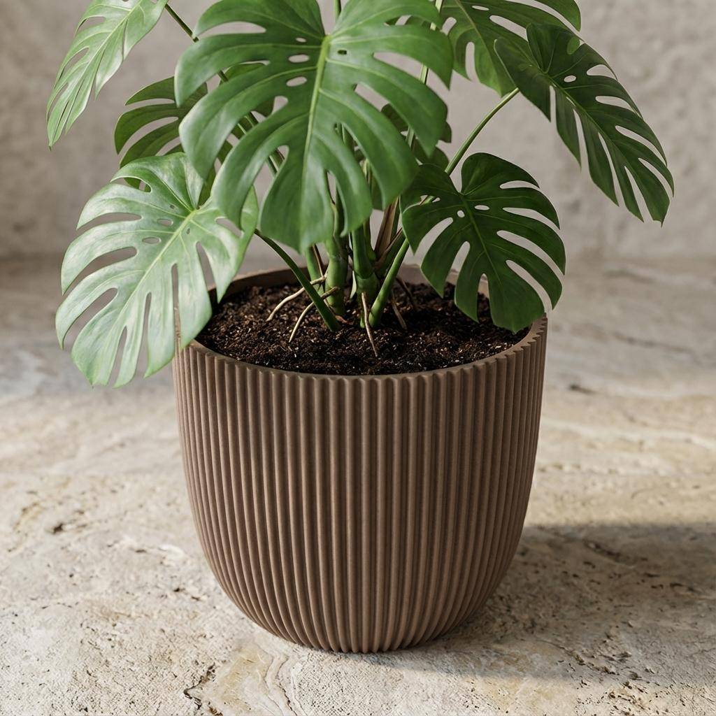 PANGIVO - Cache-pot matières naturelles taupe 22 x 22 x 22 cm - PANGIVO - Image 5