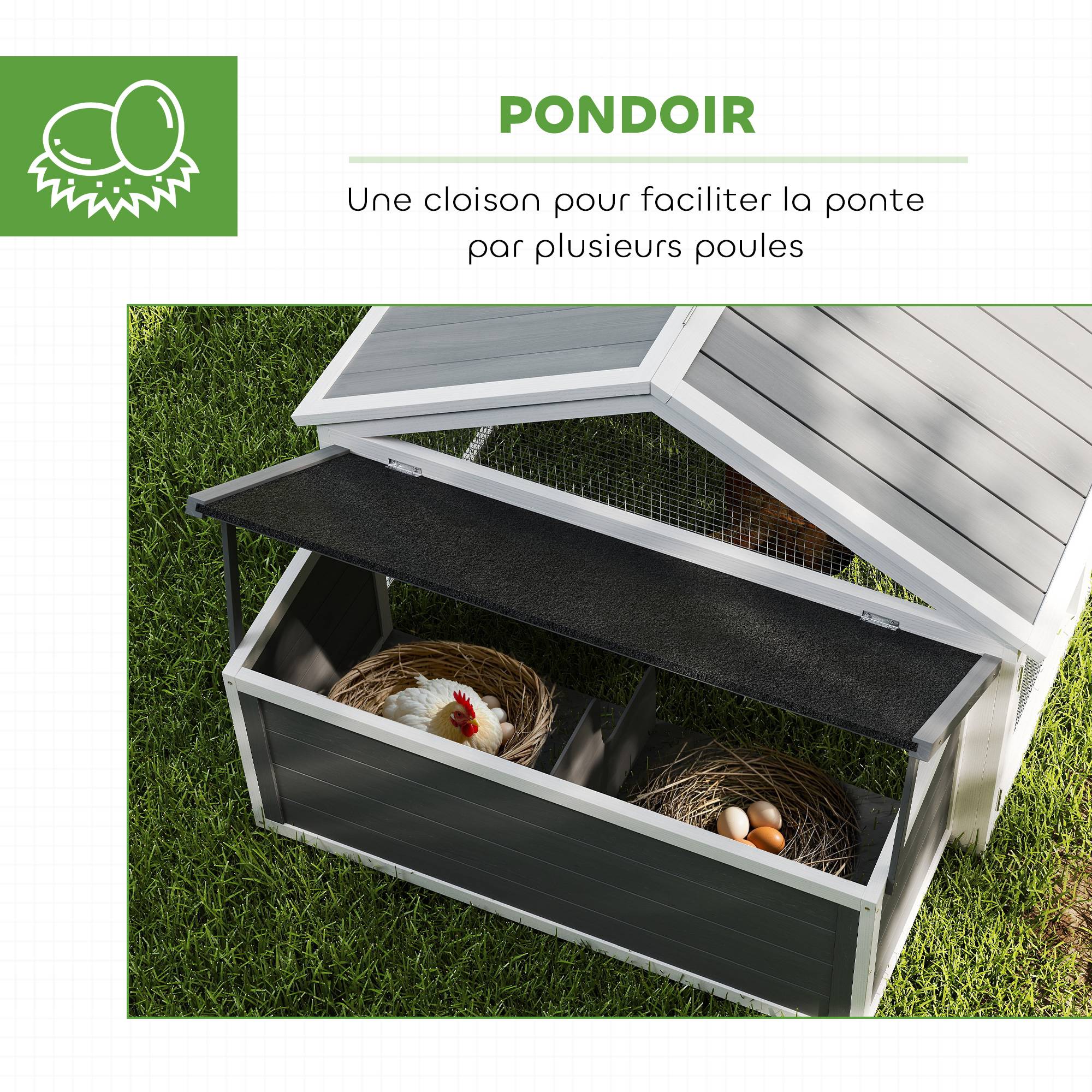 PANGIVO - Poulailler avec pondoir métal blanc 240 x 112.5 x 76 cm - PANGIVO - Image 9