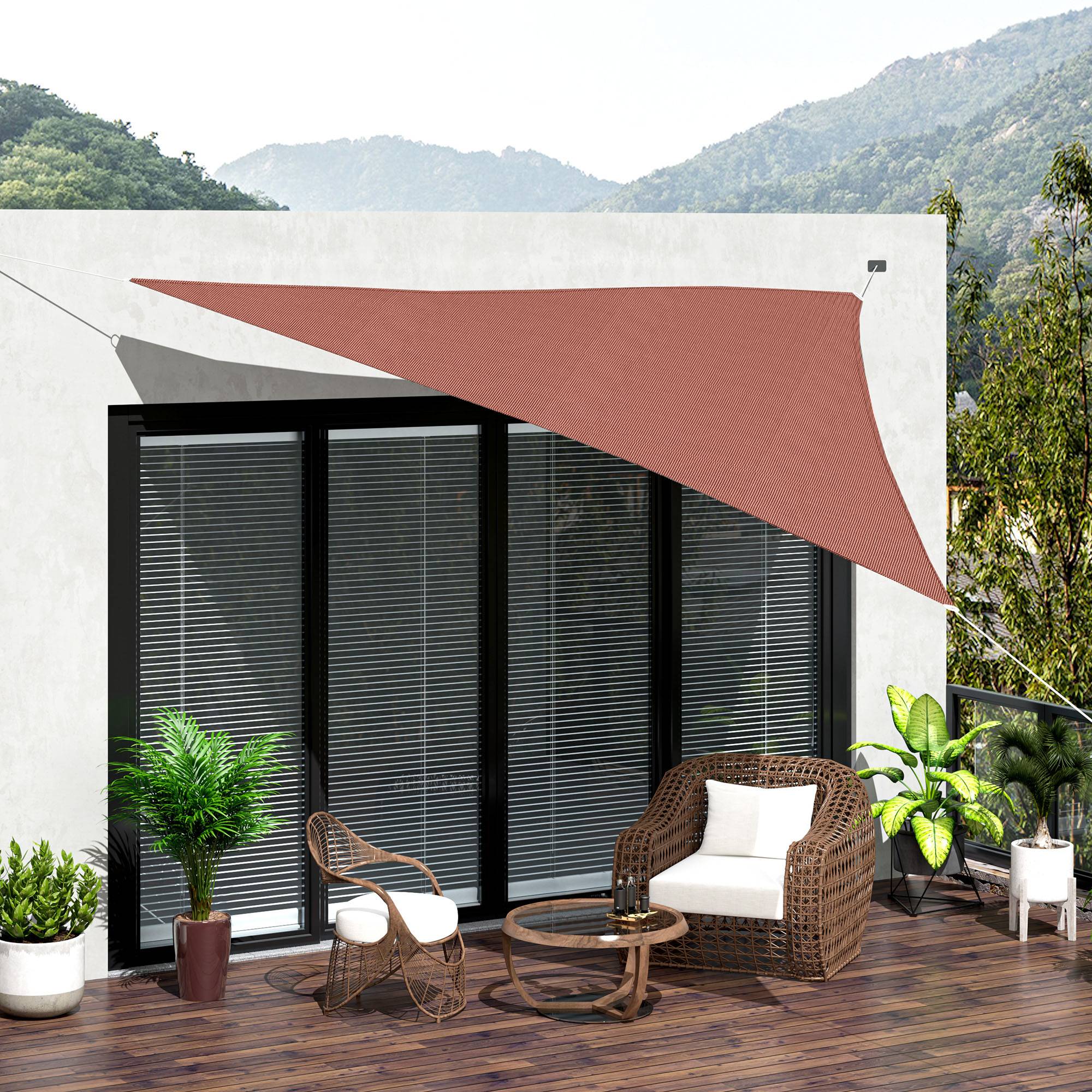 Voile d'ombrage Voile solaire - Triangulaire 3 x 3 x 3 m HDPE résistant aux UV rouge rouille fr233 - Image 4