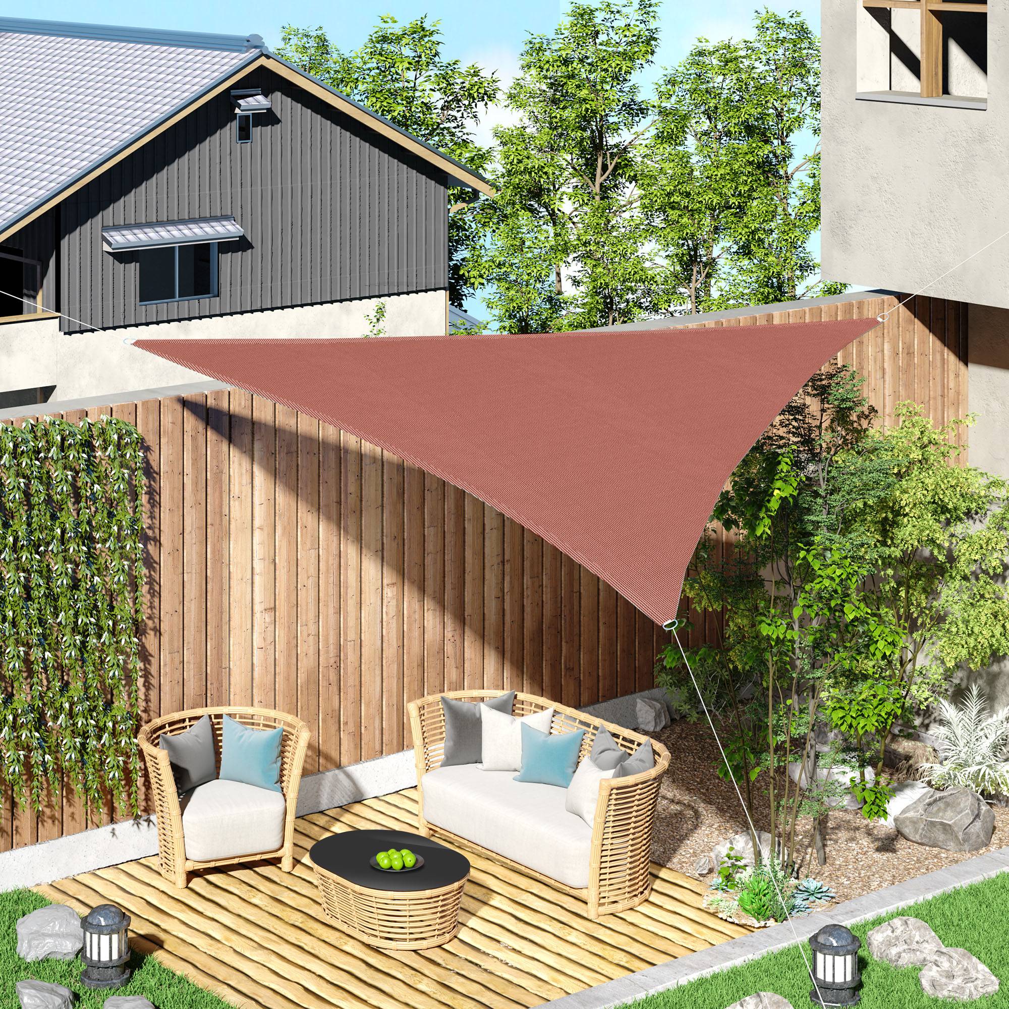 Voile d'ombrage Voile solaire - Triangulaire 3 x 3 x 3 m HDPE résistant aux UV rouge rouille fr233 - Image 3