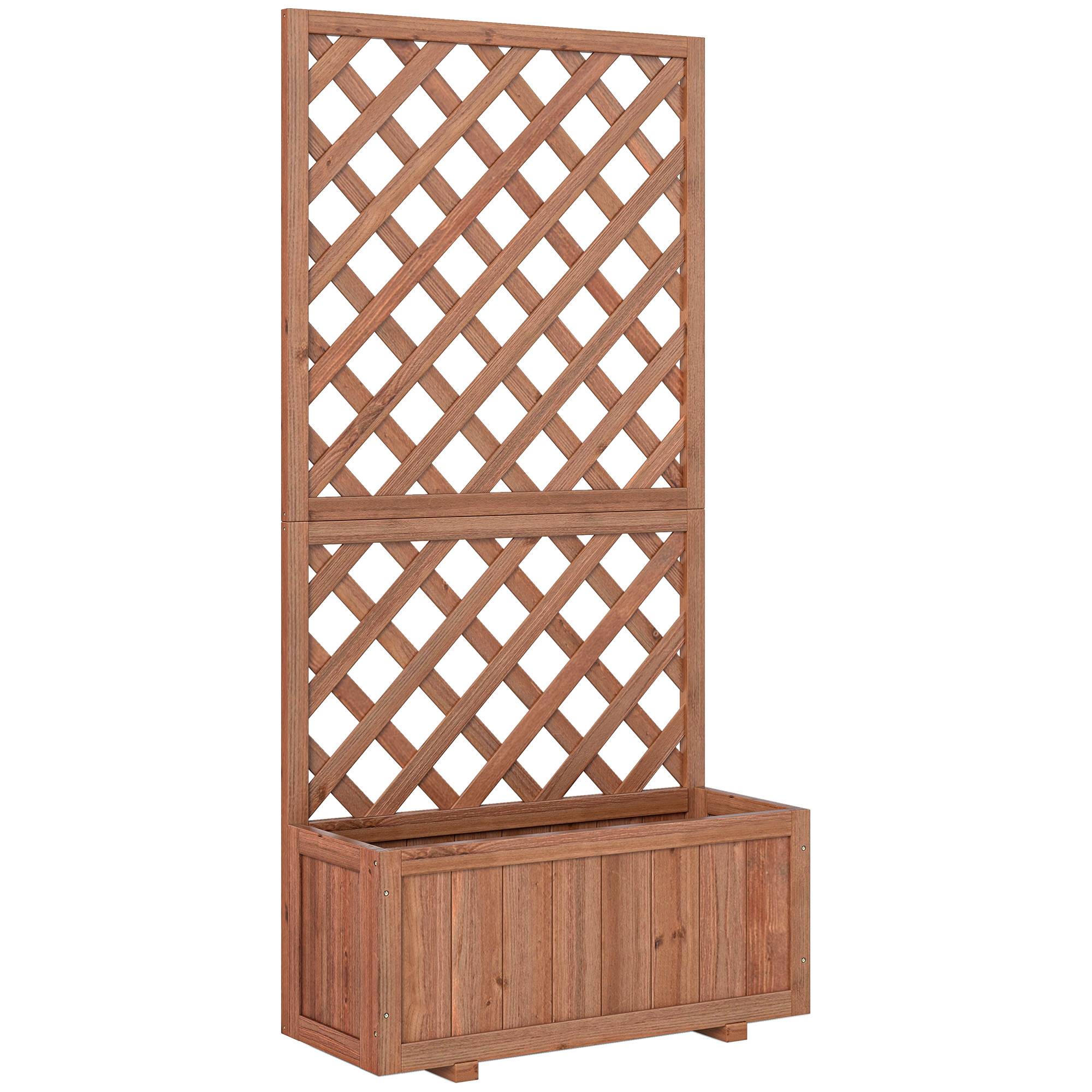 Outsunny - Jardinière avec Treillis sur Pied 72.5x31.5x149.5cm bac à fleurs inserts irrigation inclus bois sapin pré-huilé - Outsunny - Image 1
