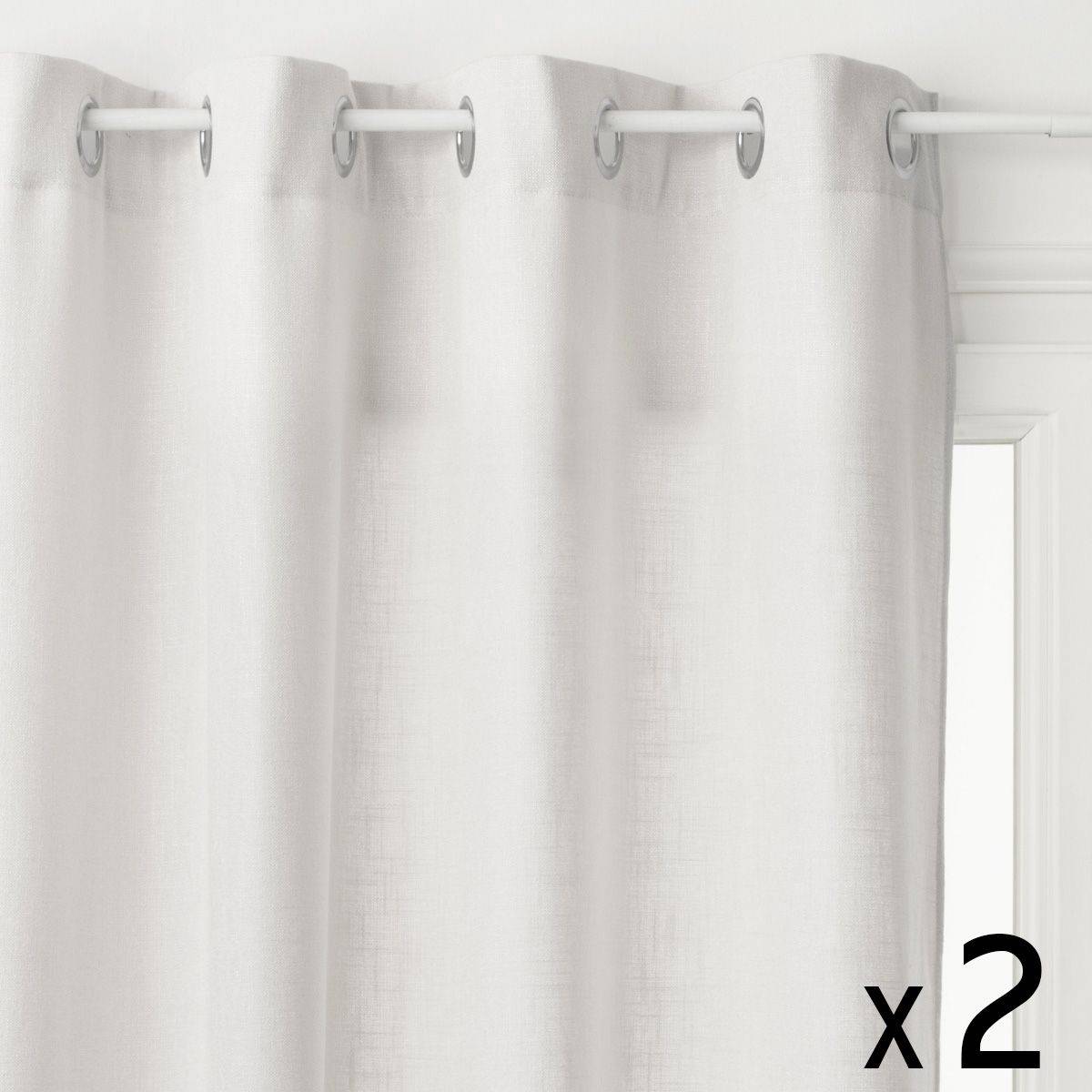 Atmosphera - Lot de 2 Rideaux à  œillets Ivoire 140 x 260 cm - Image 1