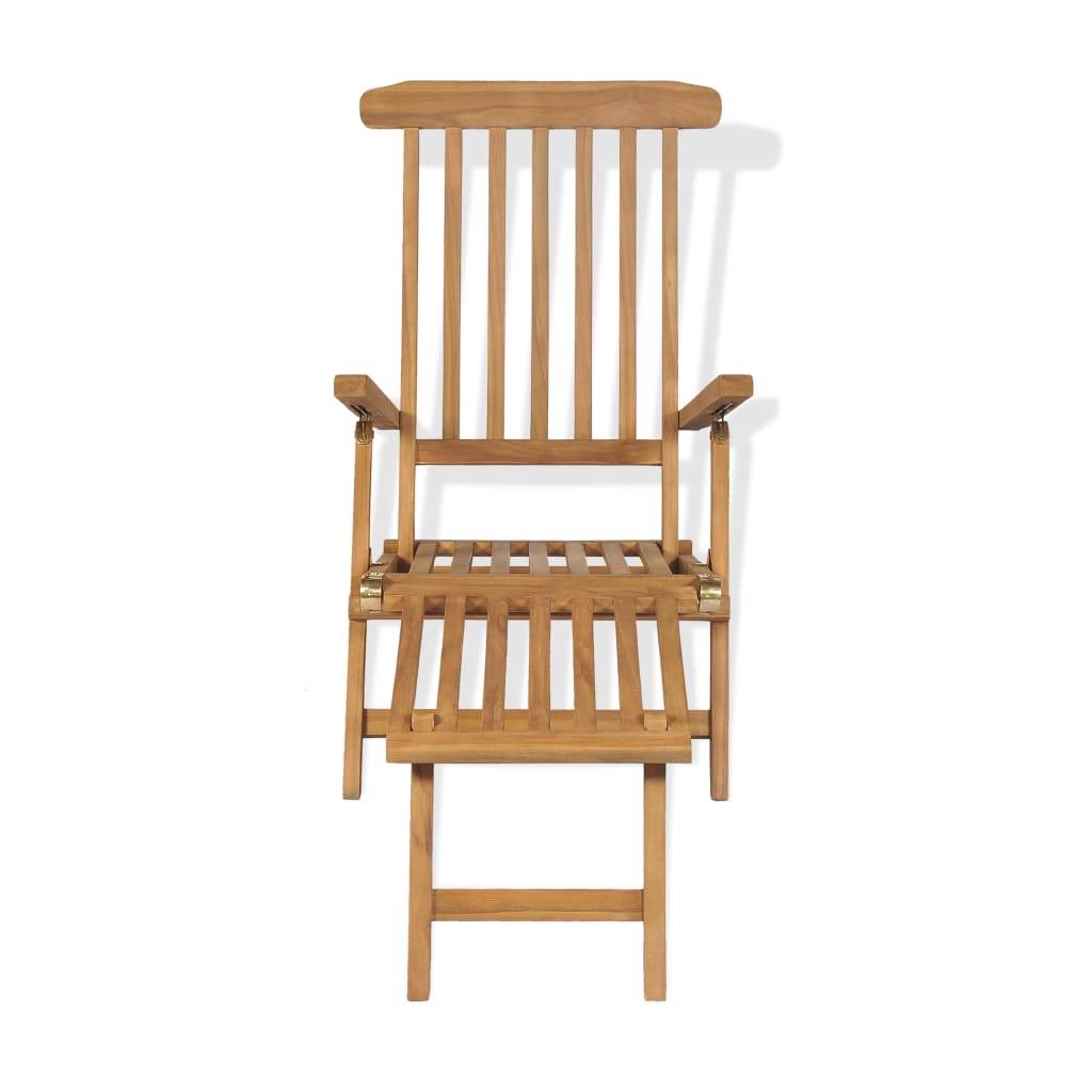 Helloshop26 - Transat chaise longue bain de soleil lit de jardin terrasse meuble d'extérieur avec repose-pied bois de teck solide - Image 2