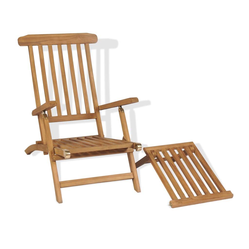 Helloshop26 - Transat chaise longue bain de soleil lit de jardin terrasse meuble d'extérieur avec repose-pied bois de teck solide - Image 6