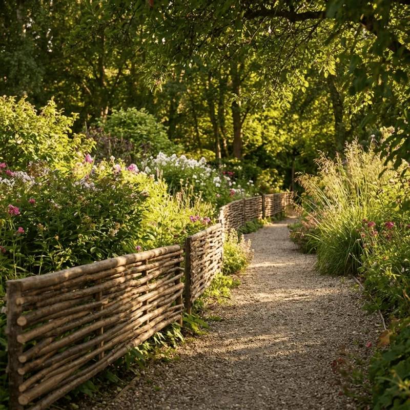 Bordure pour potager - Noisetier tressage horizontal - Avec piquets - 40x75 cm - Image 6