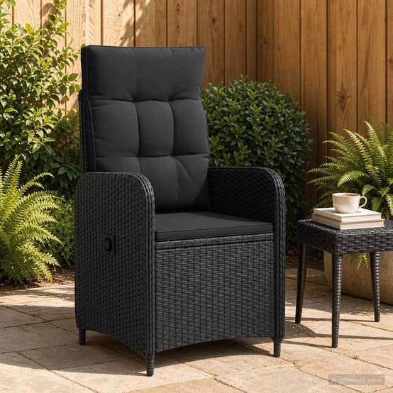 Chaise de jardin inclinable polyrotin noir 57 x 63 x 94 cm - PANGIVO - Image 1
