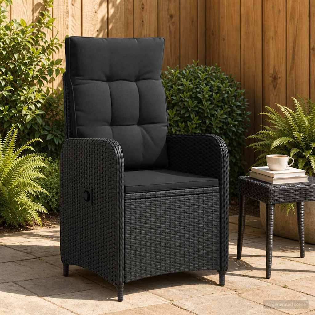 Chaise de jardin inclinable polyrotin noir 57 x 63 x 94 cm - PANGIVO