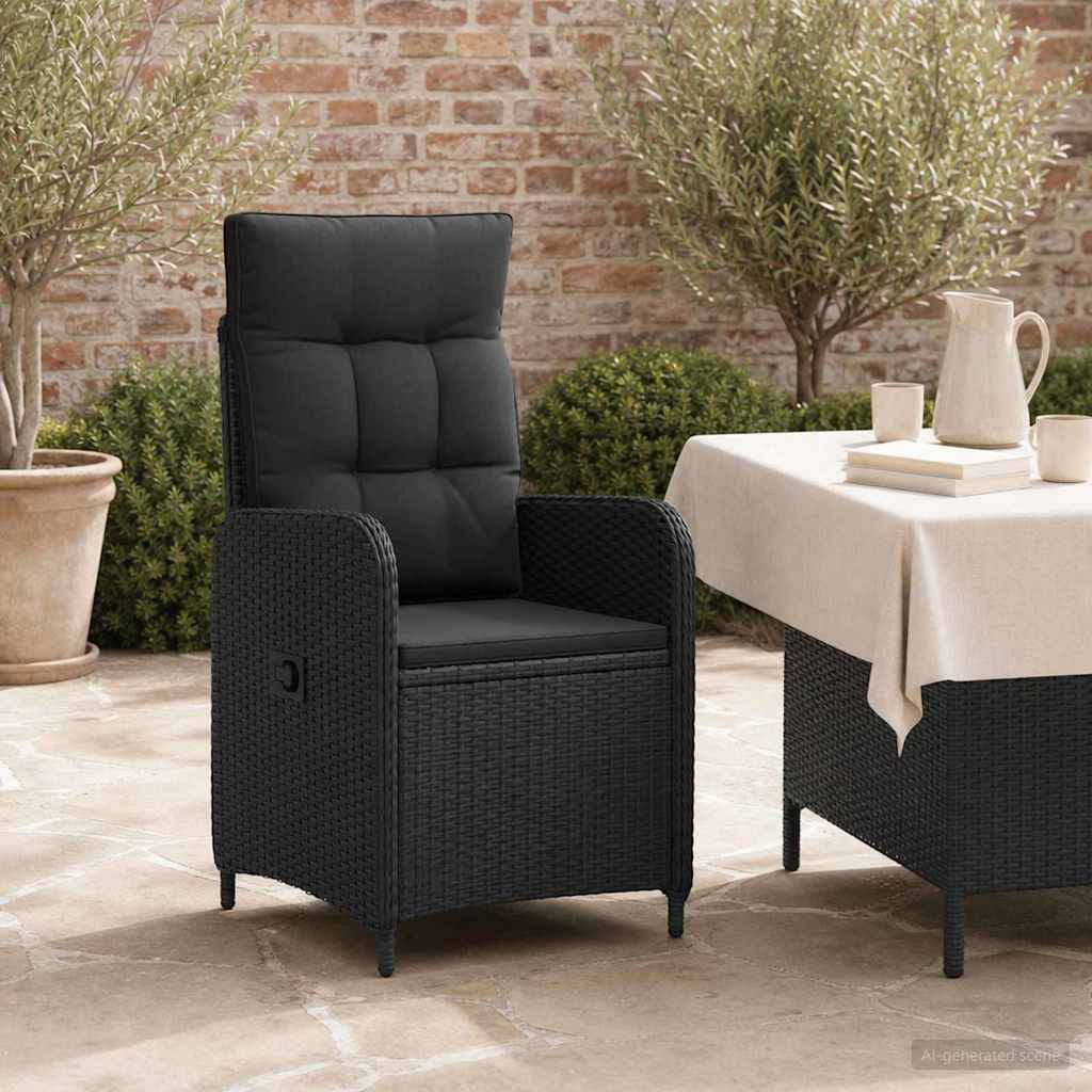 Chaise de jardin inclinable polyrotin noir 57 x 63 x 94 cm - PANGIVO - Image 3