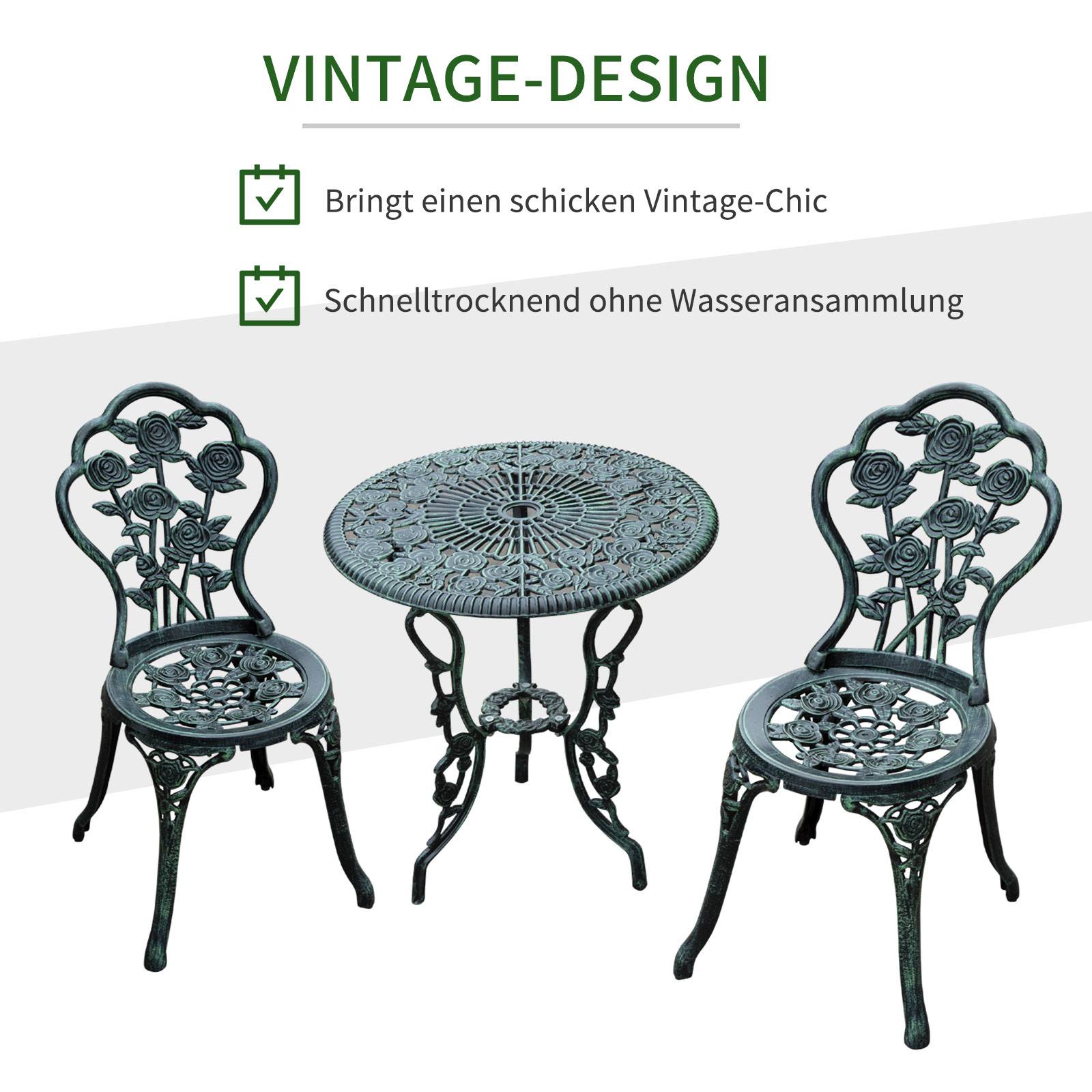 ComfortXL - Salon de jardin bistrot fonte aluminium terrasse motif roses 60cm vert bronze - ComfortXL Outdoor Living - Image 5