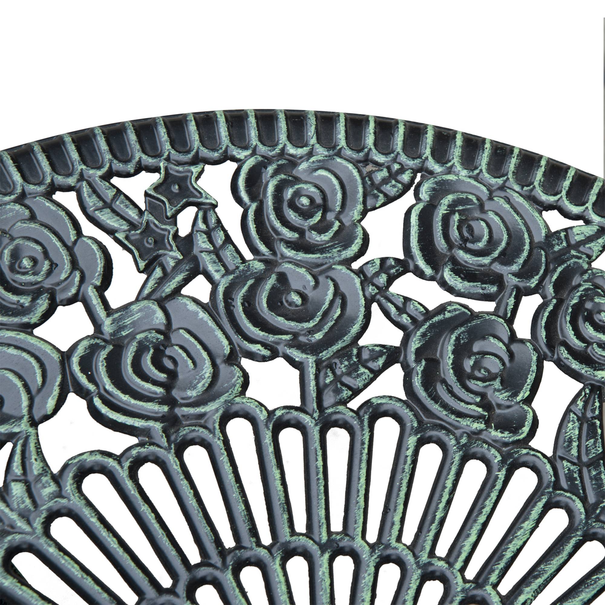 ComfortXL - Salon de jardin bistrot fonte aluminium terrasse motif roses 60cm vert bronze - ComfortXL Outdoor Living - Image 8