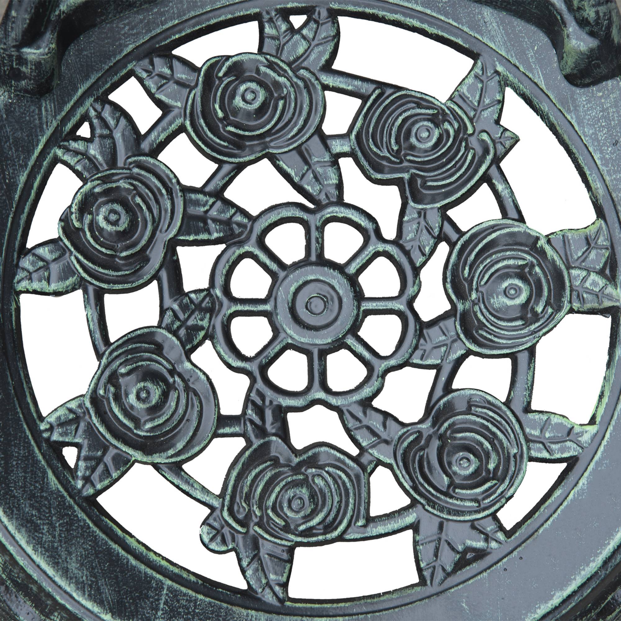 ComfortXL - Salon de jardin bistrot fonte aluminium terrasse motif roses 60cm vert bronze - ComfortXL Outdoor Living - Image 7