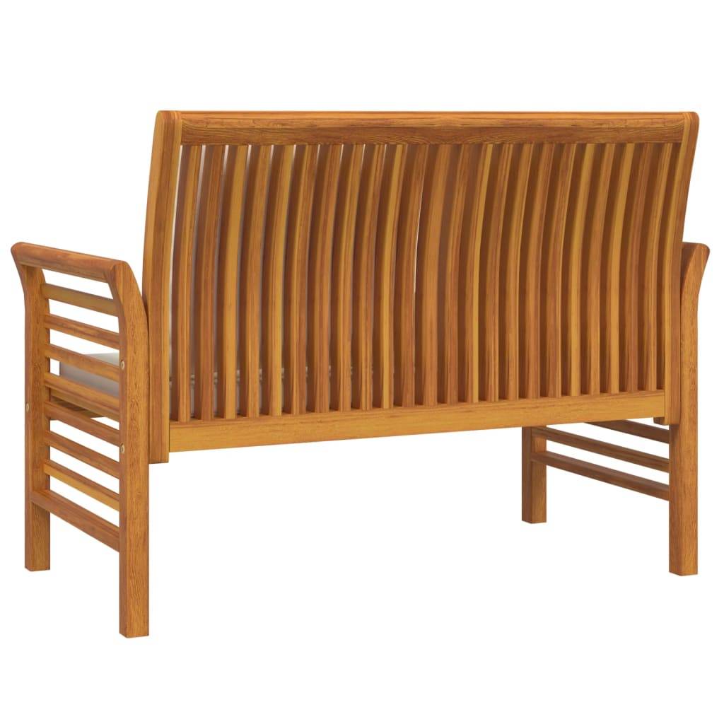 Helloshop26 - Banc de jardin meuble de patio d'extérieur terrasse canapé avec coussins blanc crème 120 x 60 x 81 cm bois d'acacia solide - Image 5