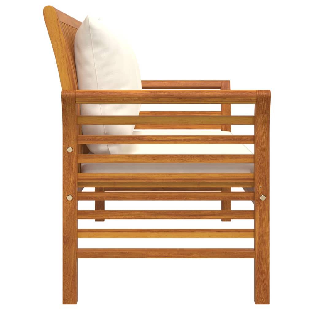 Helloshop26 - Banc de jardin meuble de patio d'extérieur terrasse canapé avec coussins blanc crème 120 x 60 x 81 cm bois d'acacia solide - Image 4