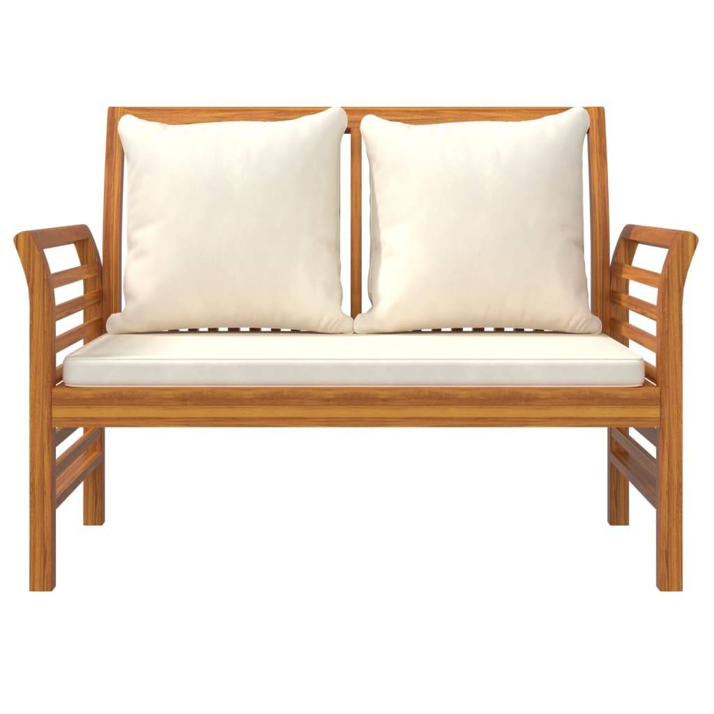Helloshop26 - Banc de jardin meuble de patio d'extérieur terrasse canapé avec coussins blanc crème 120 x 60 x 81 cm bois d'acacia solide - Image 3