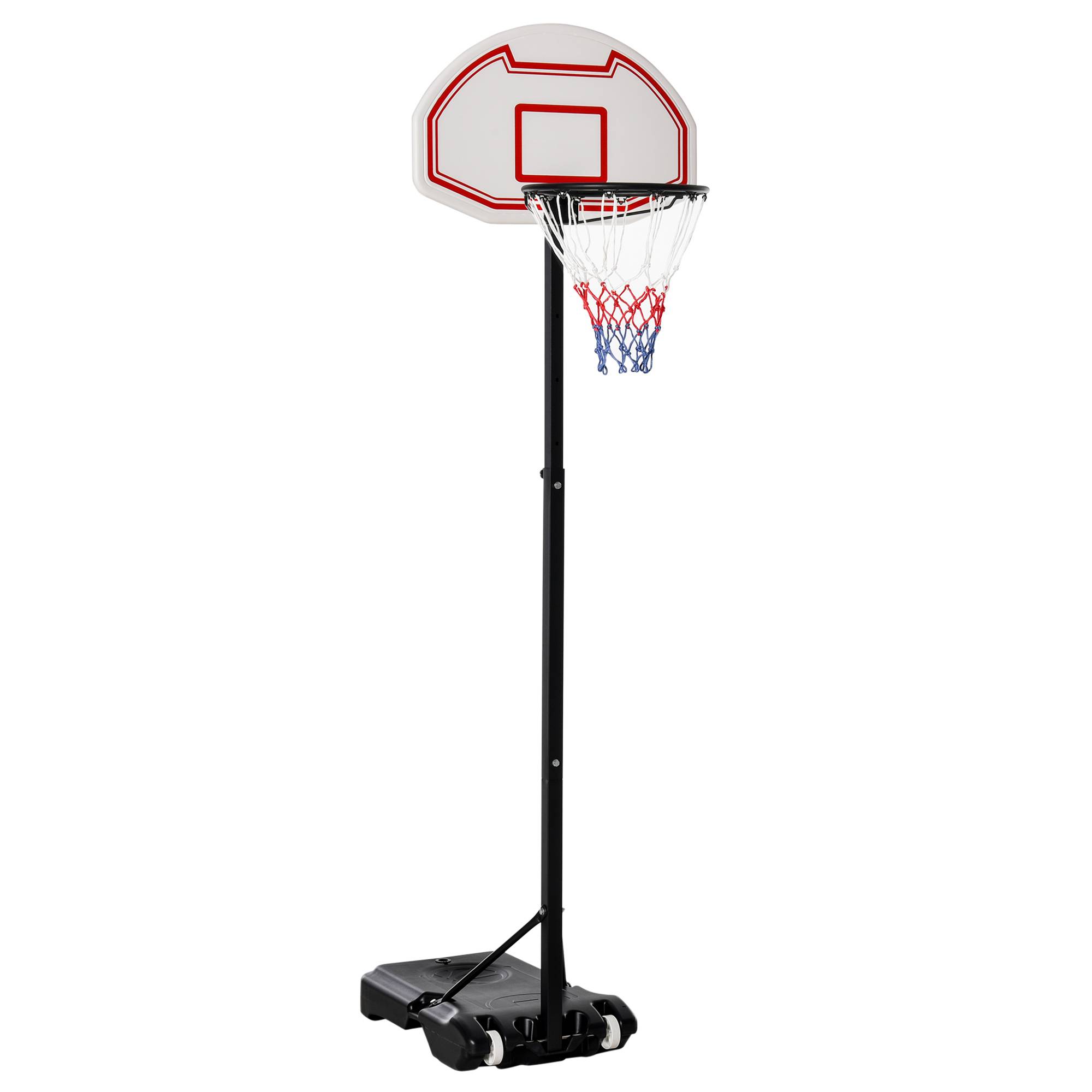 ComfortXL - Panier de basket sur pied acier et plastique blanc rouge hauteur 155-210 cm base lestable à roulettes extérieur - Image 10