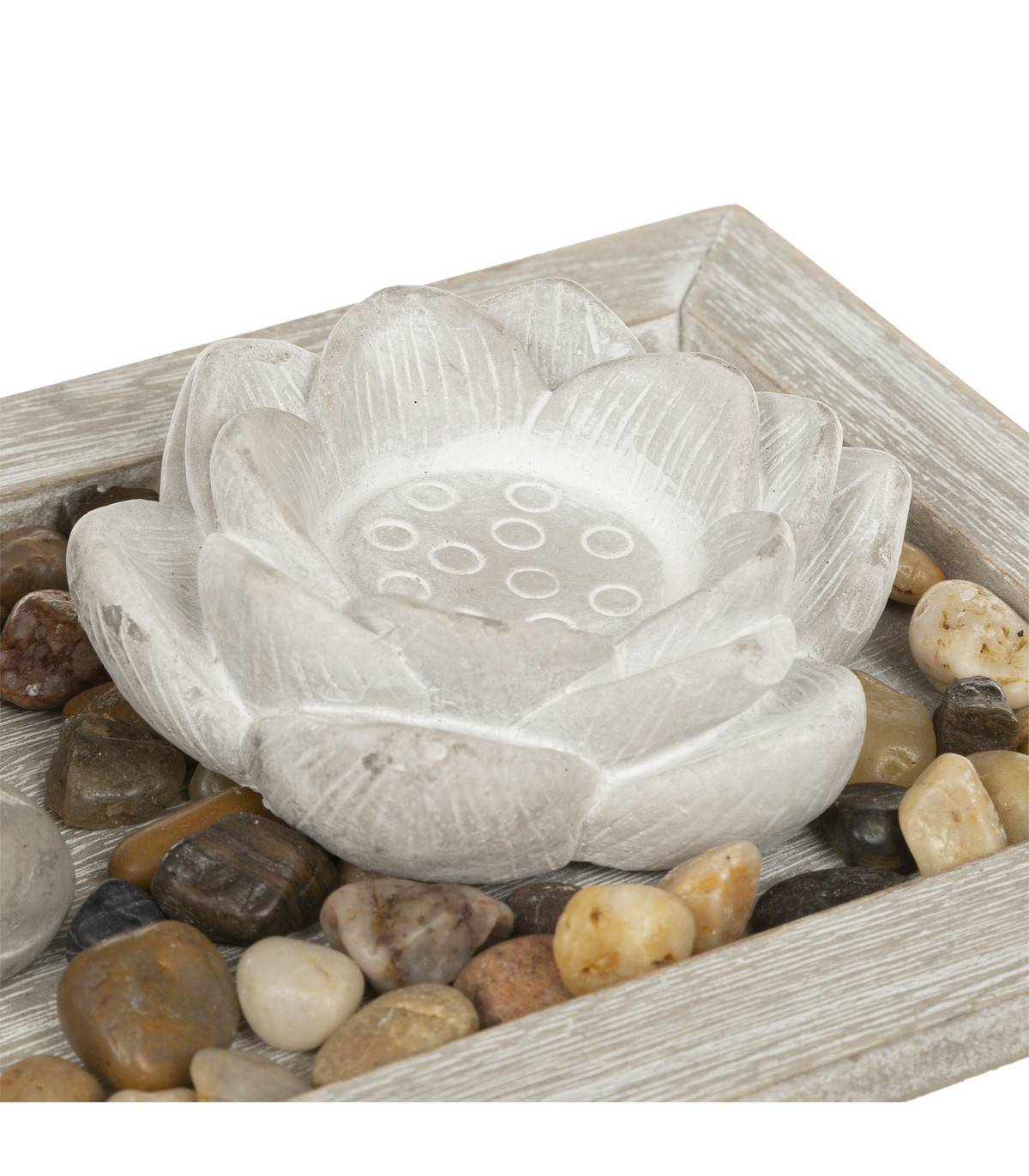 Jardin Zen Bouddha sur un plateau avec 2 Photophores et déco - Image 3