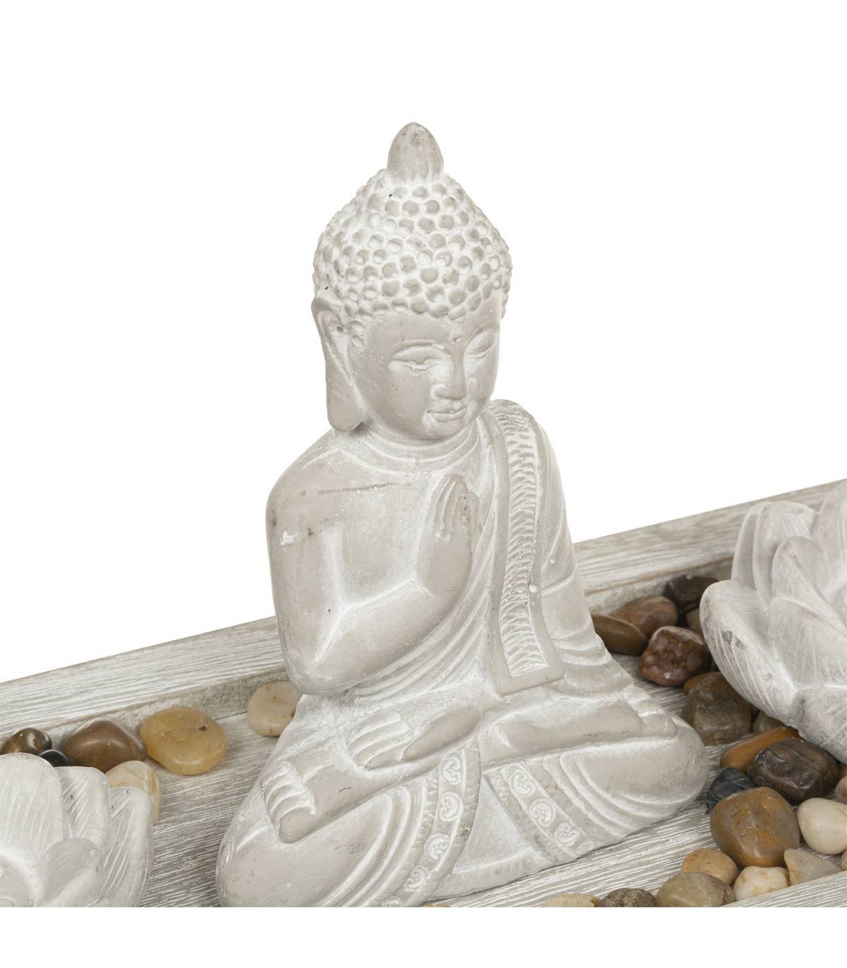 Jardin Zen Bouddha sur un plateau avec 2 Photophores et déco - Image 2