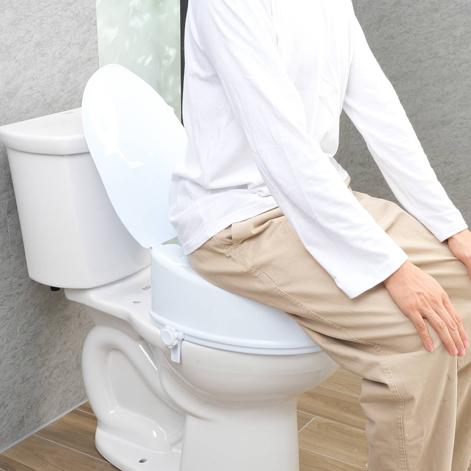 Vevor - Rehausseur de toilette universel 150 mm, siège rigide en PP, capacité 136 kg, double verrouillage à vis, installation rapide. - Image 8