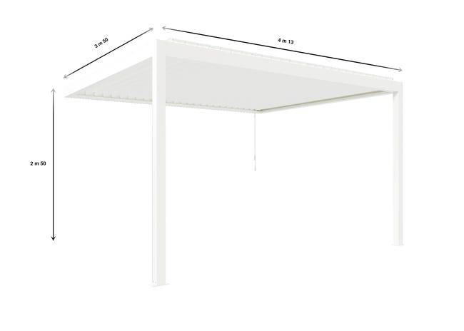 Pergola Bioclimatique Aluminium Adossée Blanc 4x3,5 Manuelle S ORIAL France - Image 2