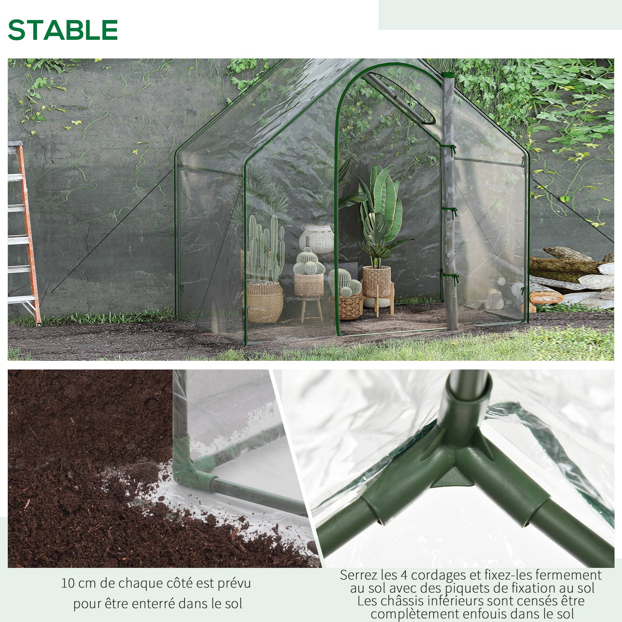 Sans Marque - Serre de Jardin Balcon terrasse Serre pour tomates 1,8L x 1l x 1,68H m Acier plastique imperméable Transparent Vert - Image 8