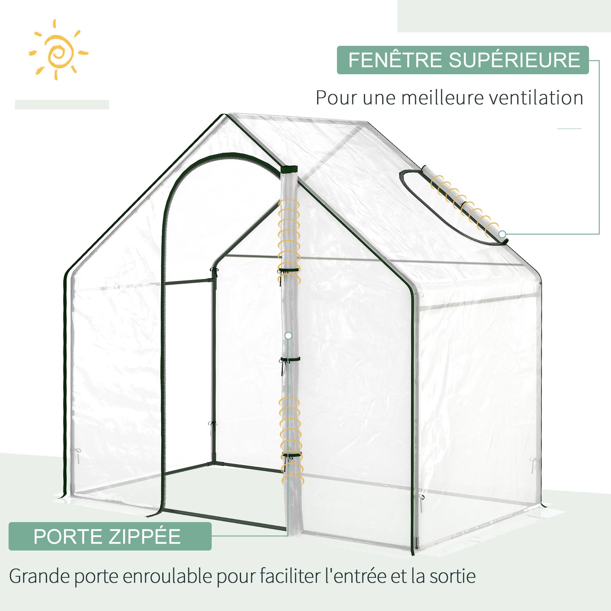 Sans Marque - Serre de Jardin Balcon terrasse Serre pour tomates 1,8L x 1l x 1,68H m Acier plastique imperméable Transparent Vert - Image 6