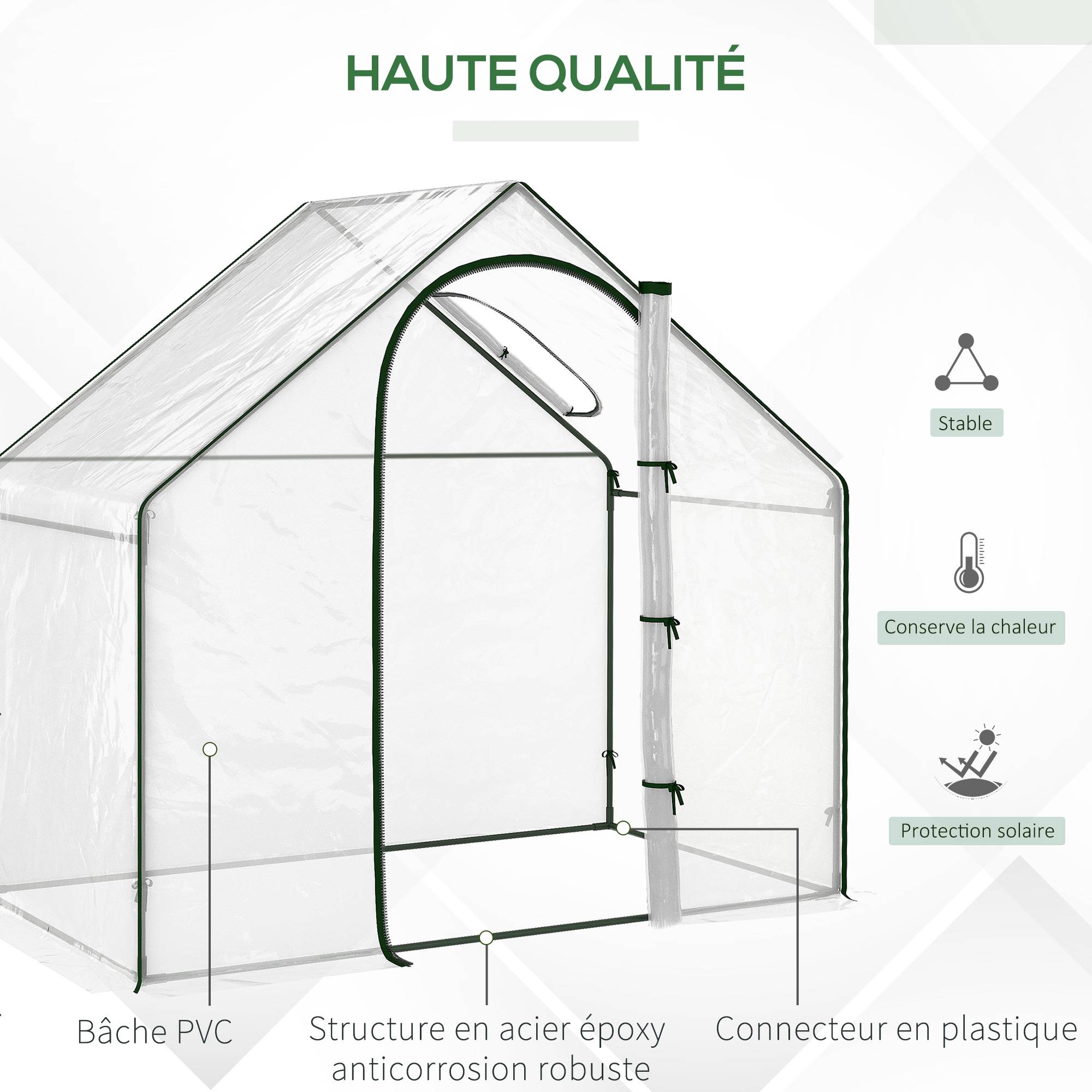 Sans Marque - Serre de Jardin Balcon terrasse Serre pour tomates 1,8L x 1l x 1,68H m Acier plastique imperméable Transparent Vert - Image 7